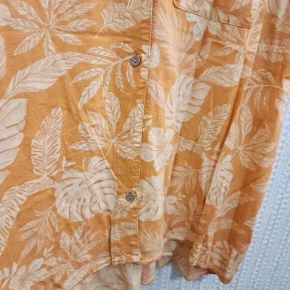 Sonoma Tropical Floral Button Front Blouse Orange Cream Plus Size 3X Rayon - Picture 4 of 12